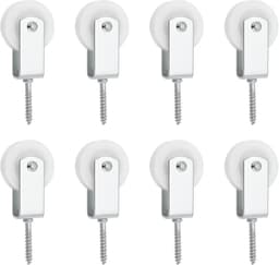 SnelShoppen - 8 Stuks 40mm Nylon Pulleys voor Kledinglijn - Ruimtebesparende Ophangsystemen voor Binnen, Terras, Balkon en Muurinstallaties — thumbnail 1