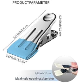 QTTVBTNA -Wasknijpers - Set van 30 - Roestvrijstalen Knijpers - Blauw, roestvrij, waterbestendig, windbestendig - Sterke veer, antislip rubberen coating - Multifunctioneel voor kleding, handdoeken, snacks en foto's - Voor thuis en reis — thumbnail 4