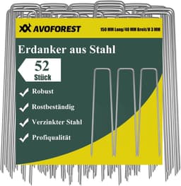 SnelShoppen - Pack van 110 Gegalvaniseerde Stalen Grondankers Tuinpinnen 150 x 40 x 3 mm met Handschoenen Anti-roest voor Onkruiddoek, Tuinfleece, Cam — thumbnail 1