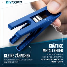 SnelShoppen - 24 Stuks Kledingknijpers Storm 70 x 20 mm, Multifunctionele Klemmen, Sterke Grip, Blauw, Made in Duitsland, Voor Was, Naaien, Tenten, Tu — thumbnail 5