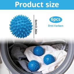 SnelShoppen - 6 Stuks Drogerballen, Wasballen voor Wasdroger - Natuurlijke Pluizigheid en Antistatische Effecten - Blauw, Wit, Paars - Ideaal voor Don — thumbnail 2