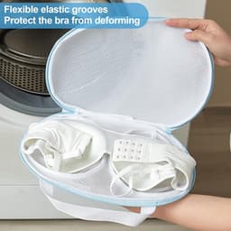 4 Stuks Bh Waszakken - 19x35cm - Bh Wasnetje Voor Wasgoed - Anti-Vervorming – BH Waszakje - waszak - Wasbol - Waszakje Lingerie - Premium Lingerie Waszakje – Waszakken – Kledingzakjes – Was Zakjes - Herbruikbare – Wasmachine Zakjes - blauw — thumbnail 3