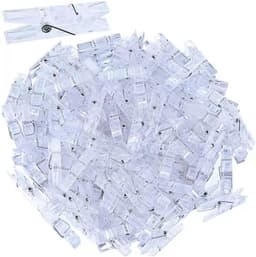 SnelShoppen - Pack van 100 Mini Pegs Kleine Clips voor Foto's Hangen Plastic Transparant Kleding Clips voor Kunst Creatief DIY Feest Bruiloft Decorati — thumbnail 1