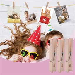 Houten wasknijpers - Kleine clips - Kleding drogen - Multifunctioneel gebruik - 400 stuks - Houtkleur — thumbnail 3