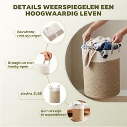 Omgoods - Wasmand van Touw - 58L, Bruin en Wit, Met Handvatten — thumbnail 5