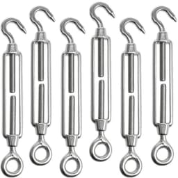 SnelShoppen - 6 stuks RVS Spanning Lock Spanningstoppers M6 met Haak en Oog voor Tuin, Zonnescherm, Touw of Waslijn - Duurzaam en Roestvrij, Tensioner — thumbnail 1