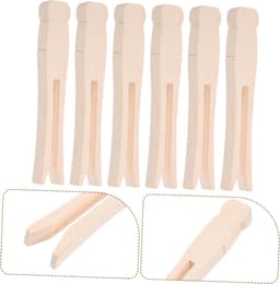 Ronde Knijpers - Wasknijpers Hout - Kleding Drogen - Gladde Afwerking - 9.5 cm - Beige — thumbnail 5
