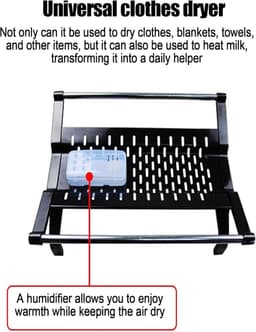 Droogrek voor radiator - Kledingdroger verwarming - Kleding drogen - Met luchtbevochtiger - 29 cm lang - Zilver — thumbnail 4