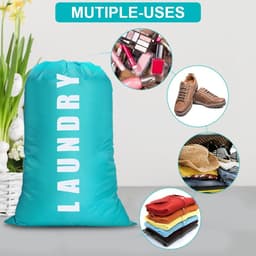 SnelShoppen - 2x Flintronic Waszakken 120L - Vouwbare Waszak met Trekkoord - Lichtgewicht en Duurzaam Oxford - Ideaal voor Hotel, Studenten en Reizen — thumbnail 2