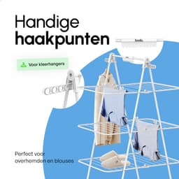 Bodo® Inklapbare Droogtoren – Staand Wasrek met 3 Niveaus - Wit — thumbnail 3