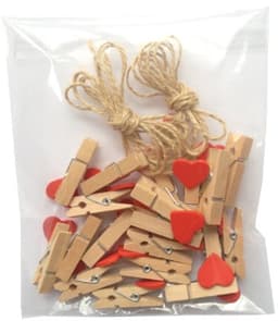 Mini Houten Wasknijpers en Jute Koord - 20 Stuks — thumbnail 2