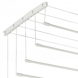 KADAX Plafondwasdroger, wasdroger voor het plafond met 5 stangen, wanddroger met stalen spijlen, plafonddroger, draagvermogen tot 10 kg (wit/140 cm) — thumbnail 4