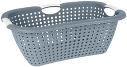 Storage Solutions wasmand - 2x - blauw - 26 liter - kunststof - 40 x 60 x 22 cm - Draagwasmand - met handvatten — thumbnail 2