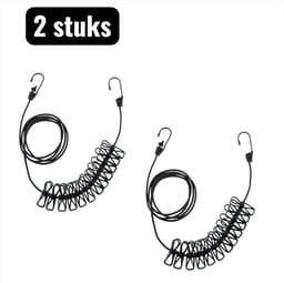2 stuks - Drooglijnen - Draagbare Reis Waslijn - Outdoor Windbestendige Ophangsysteem - Opvouwbare Waslijn voor Hotel en Camping - Zwart — thumbnail 1