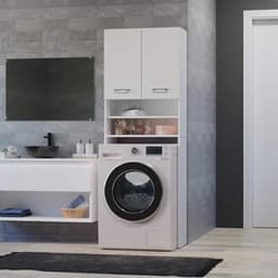 Wasmachinekast voor Badkamer en Wasruimte - Ruimtebesparende Hoge Kast (Wit) — thumbnail 5
