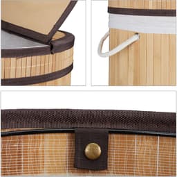 2x wasmand bamboe - ronde wasbox met deksel - 63 x 40 cm - 65 liter - natuur — thumbnail 4