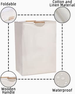 Opvouwbare Wasmand - Ruimtebesparend - 1 stuk - Beige - 40x60x30 cm — thumbnail 5