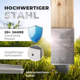 Novatool 10x Grondhulsset 71x71x750mm Grondhuls Parasolpaalsteunen Hekpaal Houten paal Grondhulzen Inslaghuls Grondanker Grondpen om in te slaan, Gegalvaniseerd, met schroeven — thumbnail 4