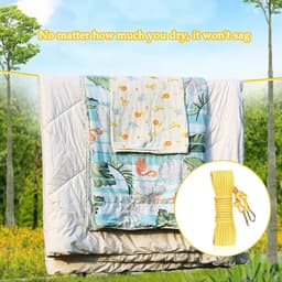 Waslijn extra sterk, 8 mm stabiel, scheurvast en roestbestendig, 15 m nylon waslijn met karabijnhaak voor camping, buiten, balkon — thumbnail 2