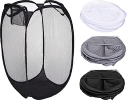 Wasmand flexibel/opvouwbaar - grijs - nylon - 36 x 36 x 58 cm - 64 liter — thumbnail 2