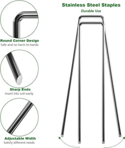 500Pack Tuinharingen-Staken 150mm-6inch voor Onkruidbestrijding Gazon - U-vormige Spijkerpennen - Gegalvaniseerde Grondpen — thumbnail 5