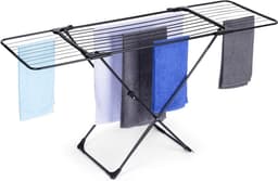 Droogrek Staand Metaal Zwart Intrekbaar XXL 108-182 cm - Droogtoren - Wasrek - Washanger — thumbnail 1