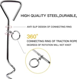 Hond Stake Tie Out Kabel - 76 cm - Anti-Roest Reflecterende Staking voor Middelgrote en Grote Honden tot 125 kg - Hondenkabelloper voor Tuin en Camping — thumbnail 4