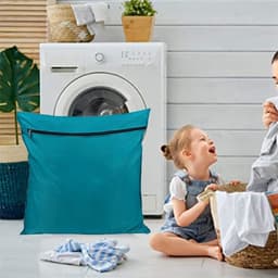 Waszakken voor huisdieren - Waszakken van twill polyester - Grote waszakken met rits - Voorkomt dat waszakken verstopt raken door dierenhaar - Waszakken voor huisdierendekens - Geweldig voor honden en katten (70x80cm) - meer blauw-L — thumbnail 3