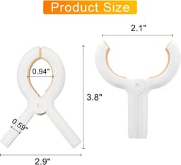 16 stuks - Strandlakenklemmen - Grote strandhanddoekclips - Zware plastic handdoekklemmen - wasknijpers - Geschikt voor strandhanddoeken - met sterke roestwerende veren - voor dekens, handdoeken, kleding waslijn, het hangrek - wit en kaki — thumbnail 2