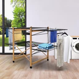 Droogrek - Inklapbaar wasrek voor binnen en buiten - Staand droogrek met vleugels - Ruimtebesparend en lichtgewicht - Voor kleine en grote wasjes - Perfect voor appartementen, balkon en studentenkamer - Snel opvouwbaar - Wasdroogrek voor huishoudelij — thumbnail 4