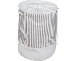 wasmand met koord - 60 l - opvouwbaar - stof - 56 x 42,5 cm - handgrepen - badkamer
