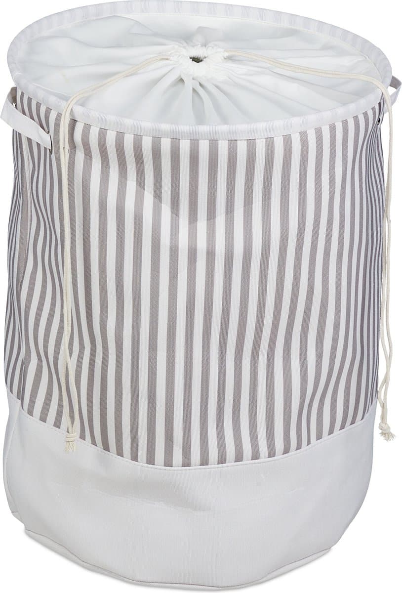 wasmand met koord - 60 l - opvouwbaar - stof - 56 x 42,5 cm - handgrepen - badkamer — afbeelding 1