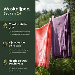 Gandria Wasknijpers 24 Stuks - Kunststof Wasknijpers - Set van 24 Plastic Knijpers - Wasrek Knijpers 10 Kg - 4 Kleuren — thumbnail 2