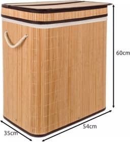 Ruhhy Wasmand dubbel - bamboe - 100 liter - 60 x 54 cm - lichte en donkere was - natuurlijke look — thumbnail 4