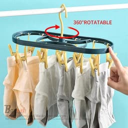 Borvat® - Magic Ondergoed Wasknijper Hanger 360 Opvouwbare Waslijn Multifunctionele Ruimtebesparend Goedkope Betaalbare 12 Wasknijpers Kleerhanger 12 Wasknijpers - Set — thumbnail 5