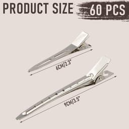 60 Stuks Zilveren Krokodillenclips voor Haarstyling - Professionele Eendenbek Spelden — thumbnail 3