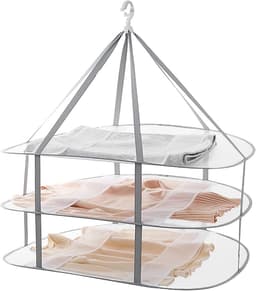 Droognet - 3-laags - Opbergnet - 77*61 cm - trui droger rack - Opvouwbaar - hangende - Draagbaar Wasrek Binnen en Buiten - Opvouwbaar Droogrek - kledingrek - kledingmand - voor kleding, kruiden, bloemen, groenten — thumbnail 1