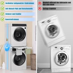 Tussenbouwframe - Verbindingsframe - Wasmachine Droger Stapelen - Met Uittrekbare Plank - Universeel — thumbnail 2