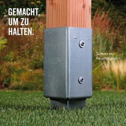 Grondanker Hout - Paalhouder Bodem - Hekken Plaatsen - Thermisch Verzinkt Staal - 91x91x750mm - Zilverkleurig — thumbnail 2