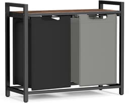 VASAGLE - Wasmand - Wasmand met 2 Vakken - Afneembare Oxford Stof Zak - Met Opbergrek en Metalen Frame — thumbnail 1