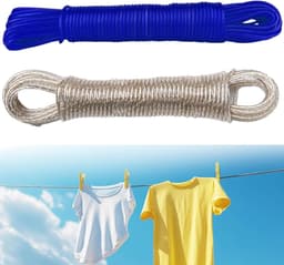 Waslijn 20 meter - Kledinglijn Buiten - Flexibel Drogend - Kunststof Gecoate Staalkern - 20 Meter Lang — thumbnail 1
