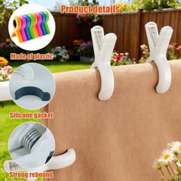 Grote Kleurige Plastic Wasknijpers 10 Stuks – Sterke Antislip Clips voor Strandhanddoek, Kleding en Balkongebruik — thumbnail 5