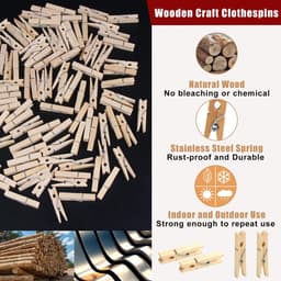 Houten Wasknijpers - Kleine Knijpers - Foto's Ophangen - Natuurlijk Materiaal - 45 cm - Houtkleur — thumbnail 3