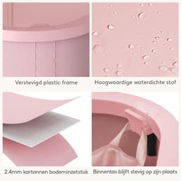 Wasmand met Deksel - Laundry Basket - Ruimtebesparend Opbergen - Verwijderbare Zakken - 55L 42x24x55cm - Roze — thumbnail 3