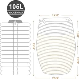 Geweven wasmand van katoenen touw - mand voor wasgoed - ideaal voor wasserette of slaapkamer - 25,6 cm hoog - bruin. — thumbnail 3