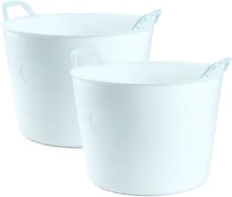 Plasticforte Flexibele kuip of emmer - 2x - ijsblauw - 42 liter - stevig kunststof - 45 x 38 cm - Afvalbak - Wasmand - Opbergmand - Voedsel geschikt — thumbnail 1