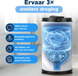 Amenzo® - Centrifuge - Wit - Droogzwierder - 2800 RPM - 6kg Capaciteit - Mini Wasmachine - Centrifuge voor Wasgoed — thumbnail 3