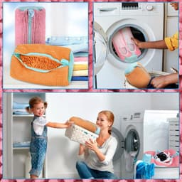 Waszak voor Schoenen in 2 Kleuren - Geschikt voor Wasmachine - Met Ritssluiting - Meerdere Kleuropties - Ideaal voor Gymschoenen en Tennisschoenen - Roze en Oranje — thumbnail 3