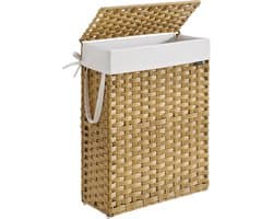 SONGMICS - Wasmand - Wasmand Smal - 55 L - Met Deksel en Handgrepen - Opvouwbaar met Uitneembare Waszak