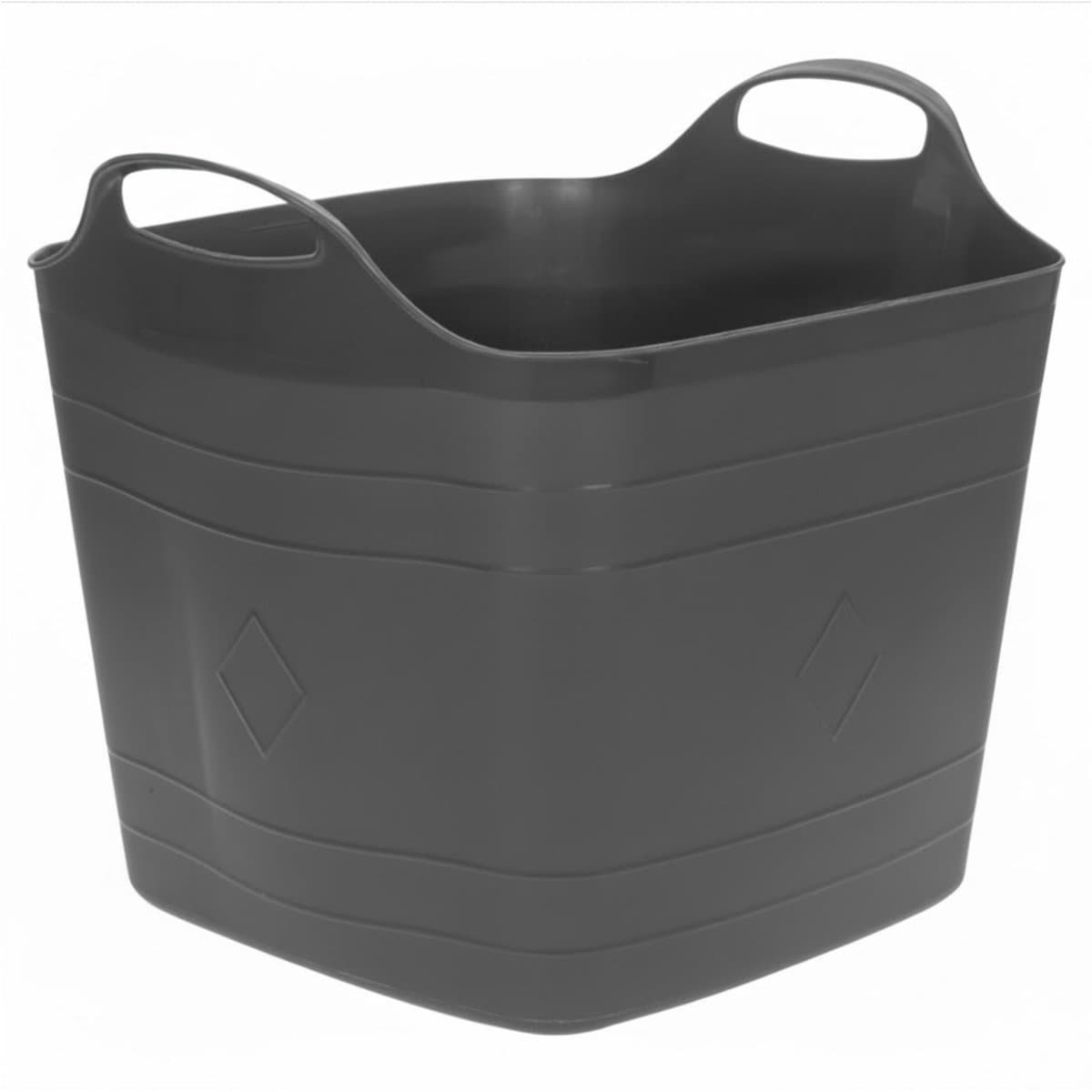 Excellent houseware flexibele kuip / emmer - zwart - 25 l - kunststof - 40 x 35 cm - met handvatten — afbeelding 1